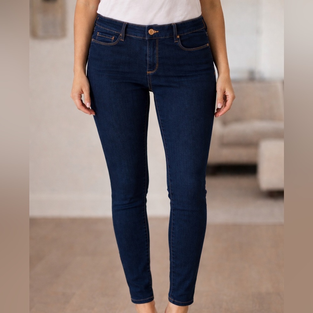 Slimming Dressy Solid Dark Navy Skinny Jeans, Size 27